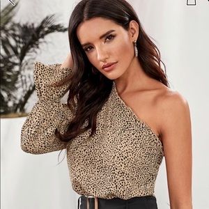Dalmatian One Shoulder Ruffle Trim